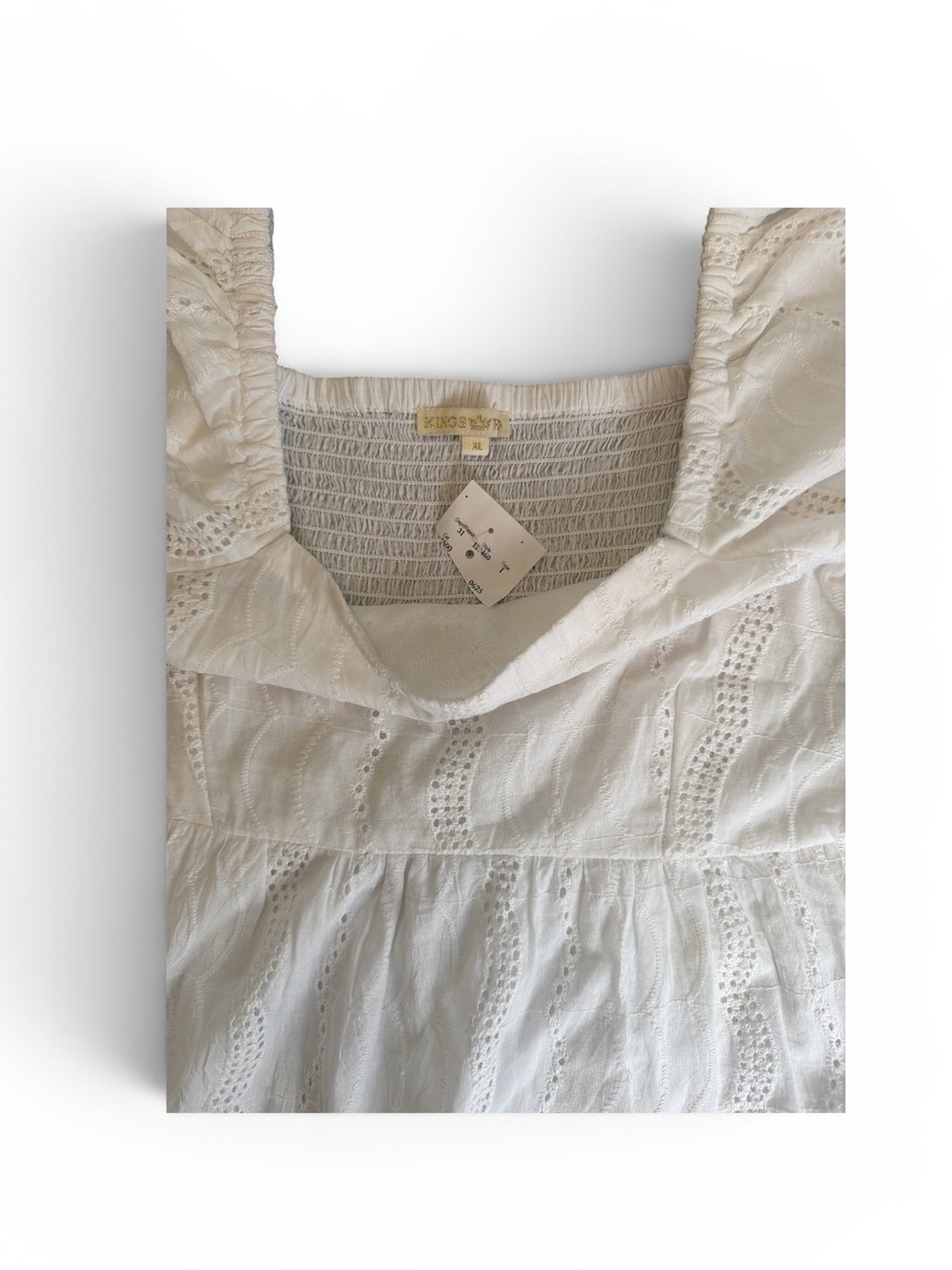 Kings Road Classic White Puff Sleeve Smocked Tiered Maxi Dress - Picture 3 of 6